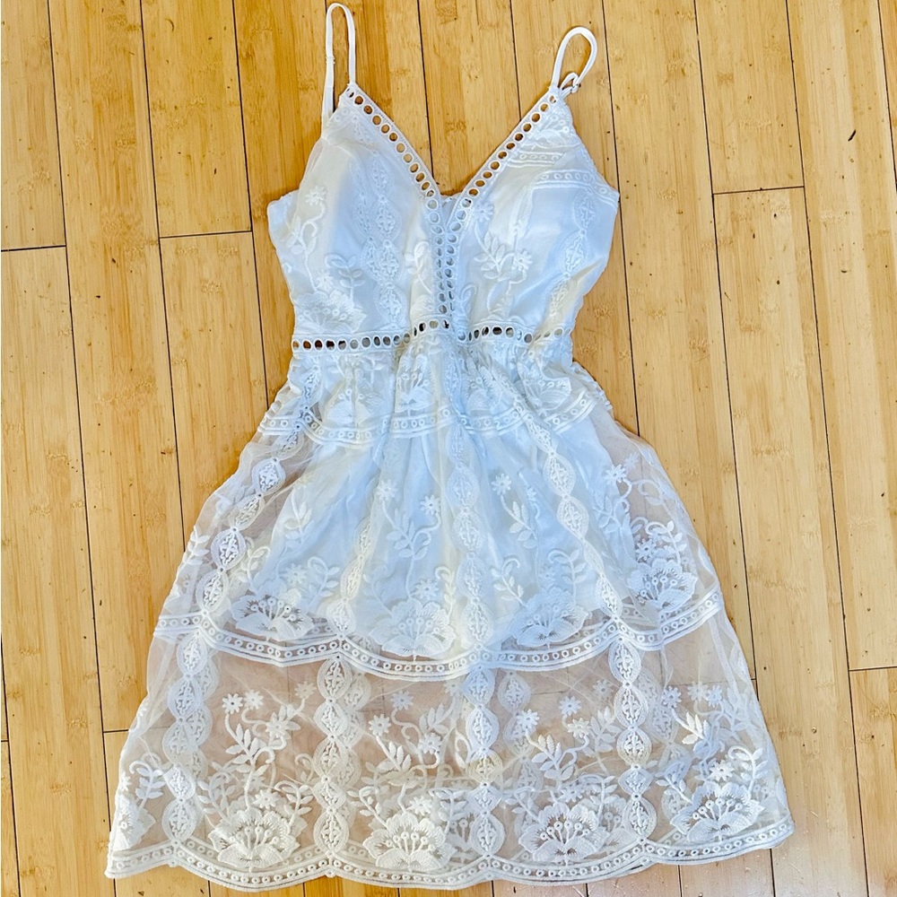 Sheer white dress with short